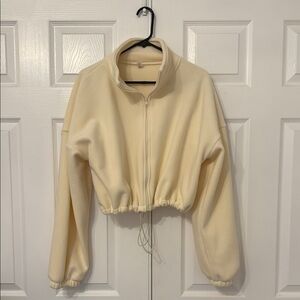 Cream Women's Cropped Fleece Jacket